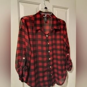 Buffalo Plaid, Sheer Shirt, Large,  like new condition